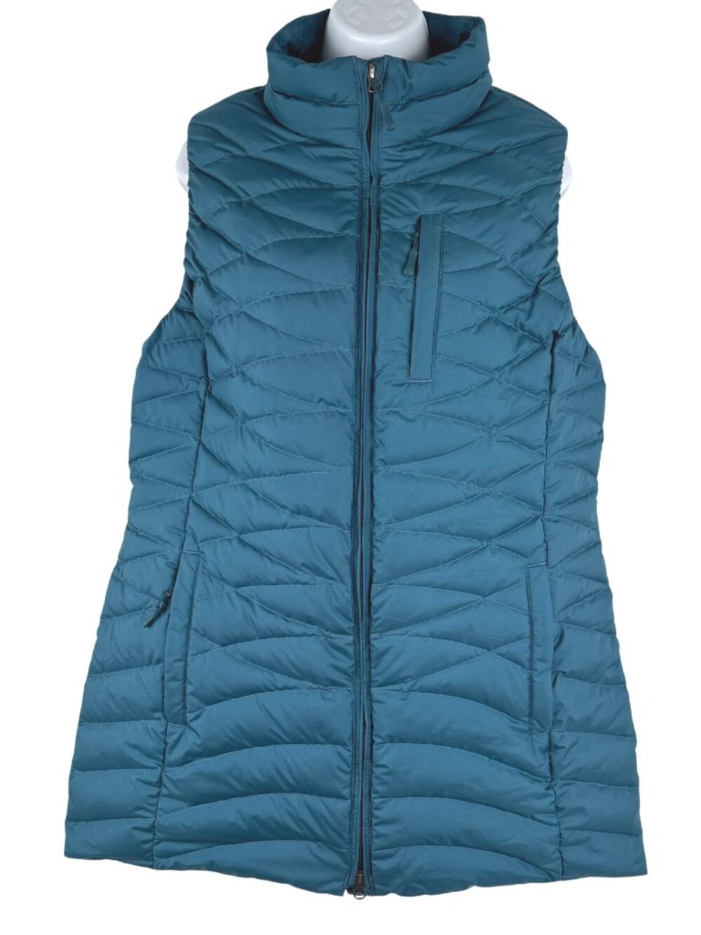 Duluth Cold Faithful Down Tunic Puffer Vest Womens Large Teal Full Zip CJ-2421